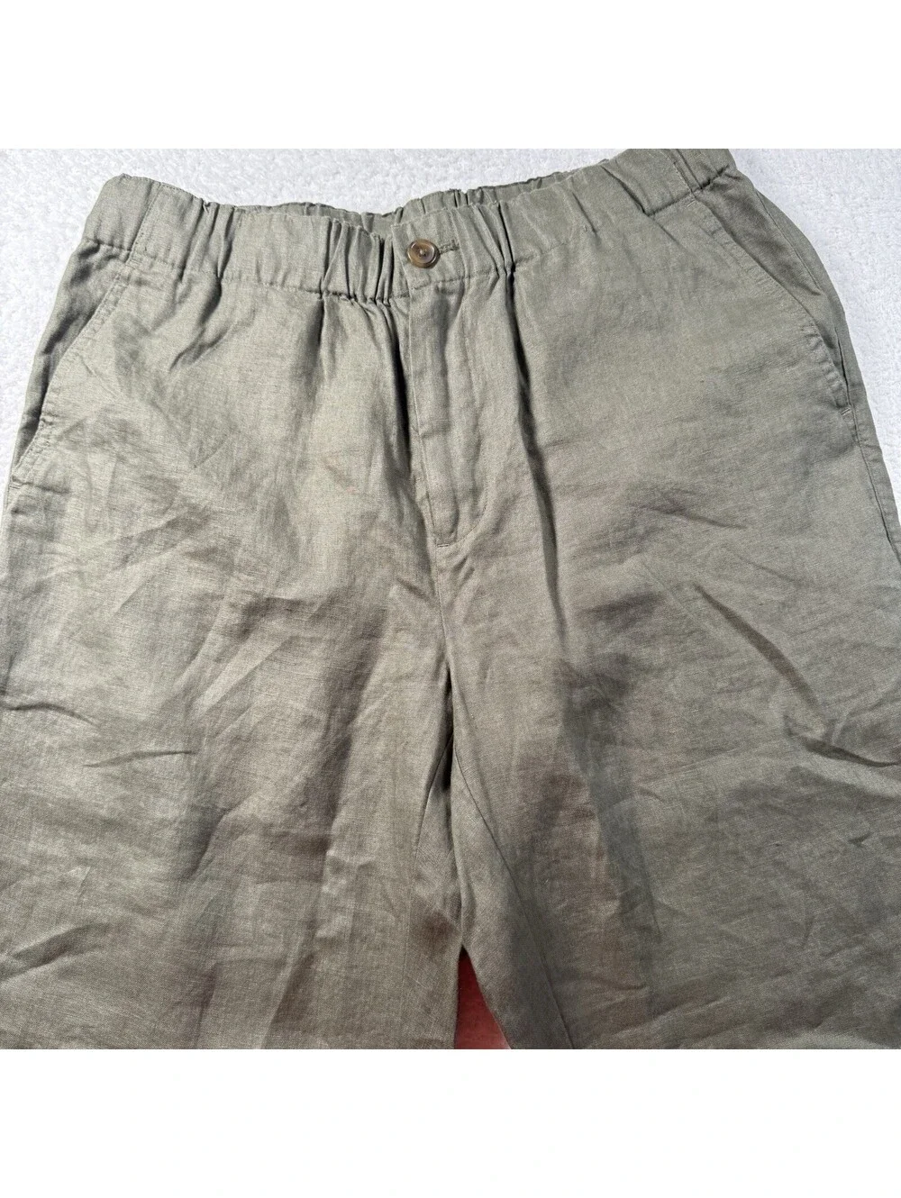 Quince 100% European Linen Pants Men’s M Bayberry Olive Elastic Waist